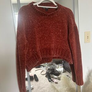 Say What? Chenille Sweater in Deep Rust